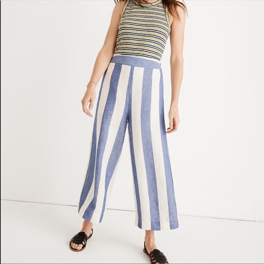 Madewell Huston Huston Crop Pants in Blue Stripe